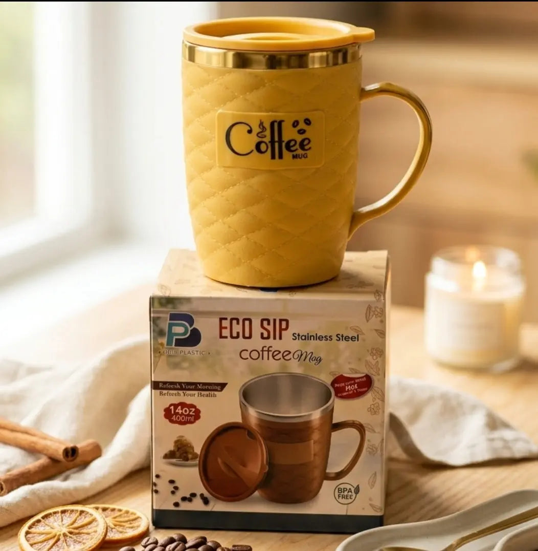Eco Sip Stainless Steel Coffee Mug 400ml – Insulated Travel Cup BPA Free Daily Home