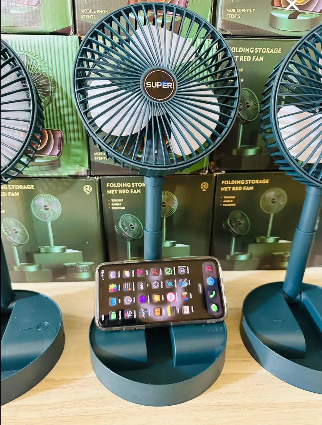 Rechargeable Portable Telescopic Folding Table Fan – 3-Speed Adjustable Desk Fan (Random Color) Daily Home